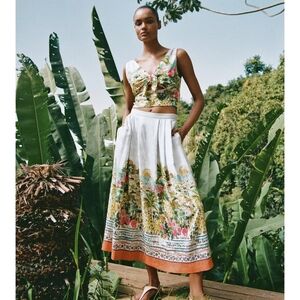 ZARA KNOTTED PRINTED CROP TOP